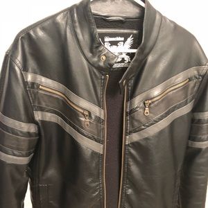 Imitation leather bikers jacket